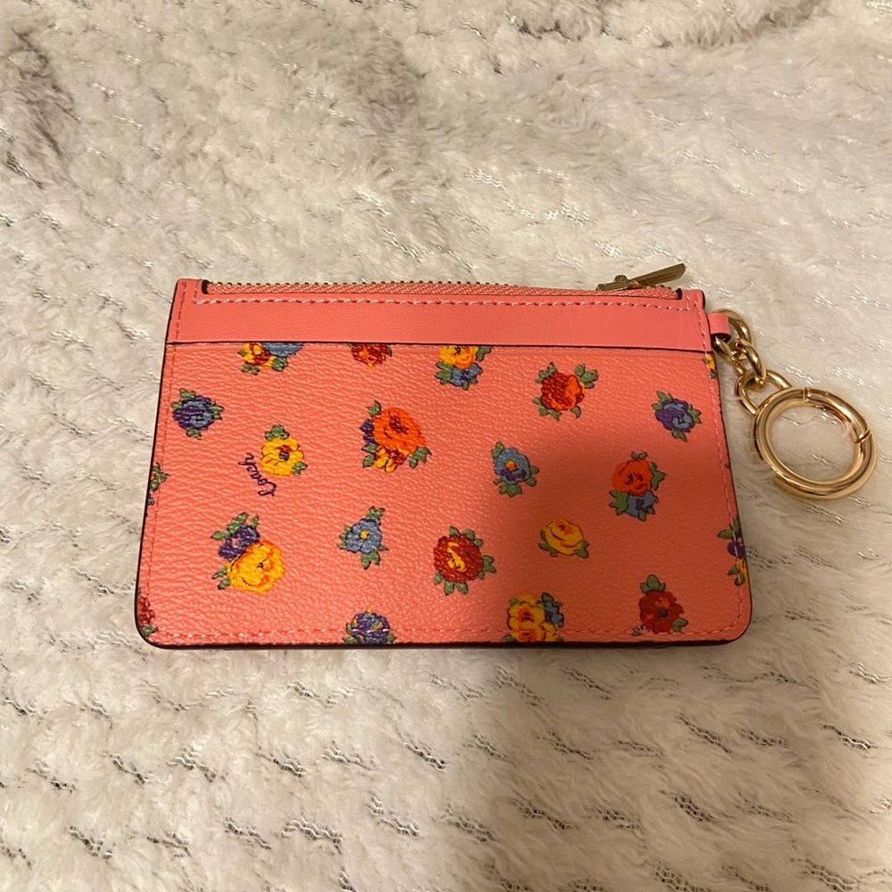 Coach Leather Card Pass Wallet Pink Compact - Picture 2 of 6